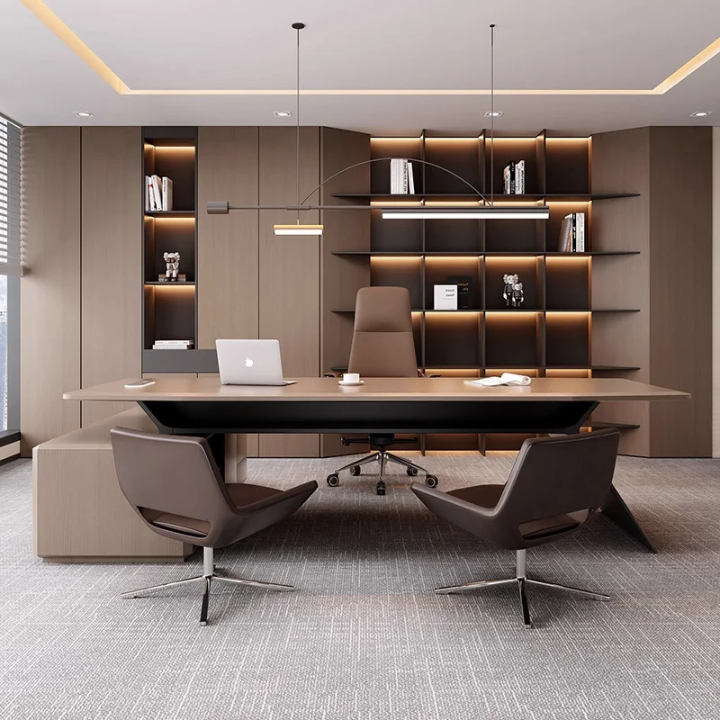 Boss Desk Office Head Desk Fashion Leadership Desk President  Combination Solid Wood