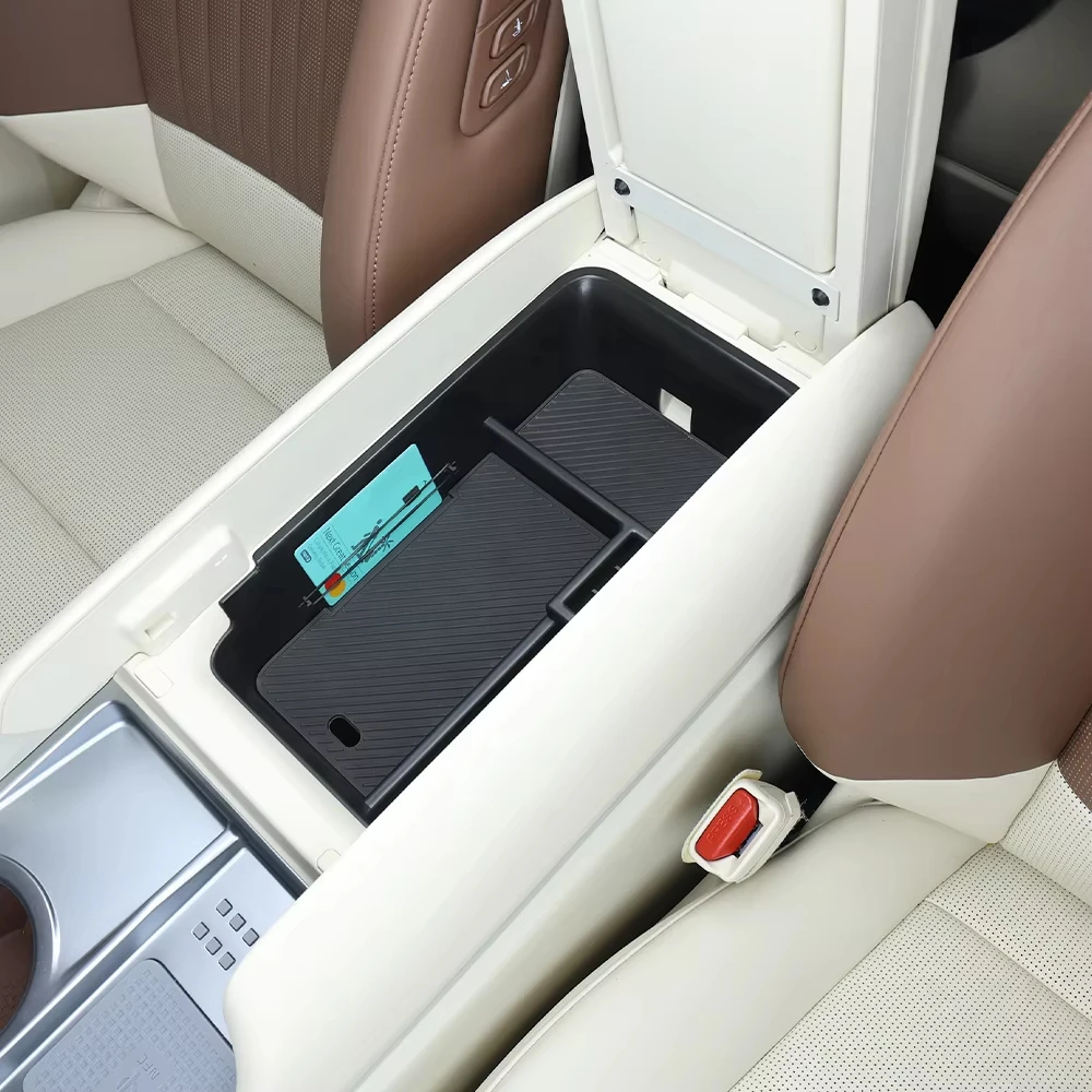 Auto Zwarte Centrale Opbergdoos Armsteun Organizer Houder ABS Voor Hyundai IONIQ 9 2026 LHD Auto Interieur Trim Accessoires