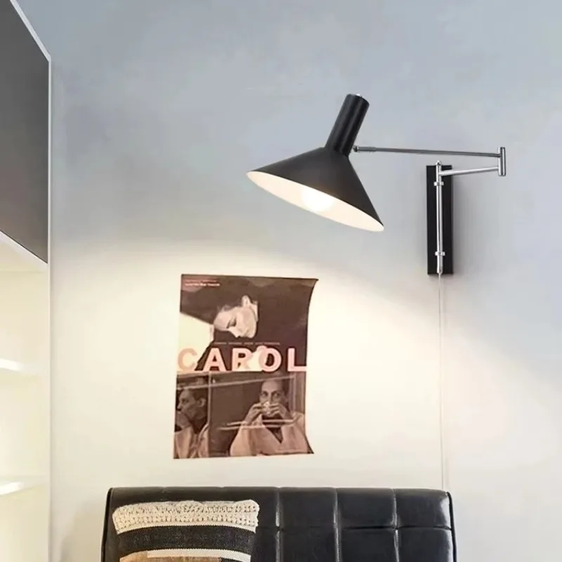 Bauhaus Swing Arm Wall Lamp Foldable Study Bedroom Bedside Reading Lamps Can Rotate Freely LED Bracket Light Home Decor Lighting