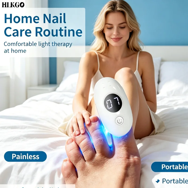 Rechargeable Nail Laser Therapy Device 470nm Blue Light 910nm Infrared for Damaged Nails Cleaning Home Care