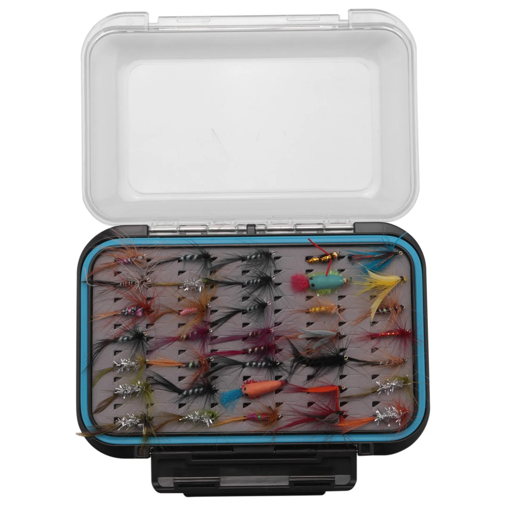 AB91-64pcs Dry Flies Bass Salmon Trouts Flies Nymph and Streamer Fly Fishing flies Kit Waterproof Fly Box for Trout Fly Fishing