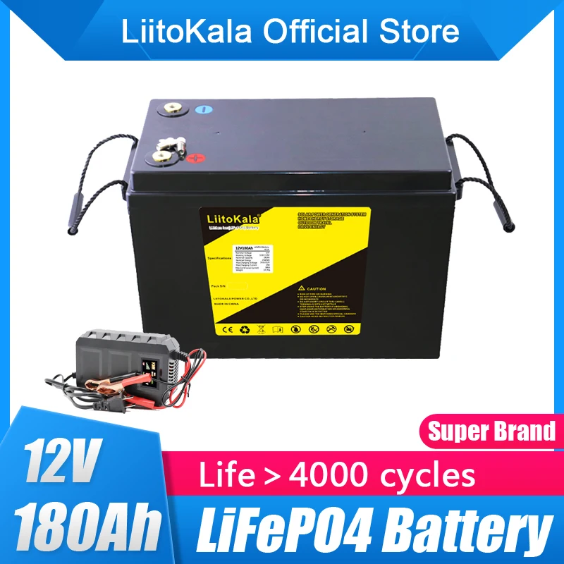 12V 180AH LiFePo4 Battery Pack With 100A BMS Grade A Lithium Iron Phosphate 4s 12.8V RV Boat Motors Inverter Solar Powerlar Wind