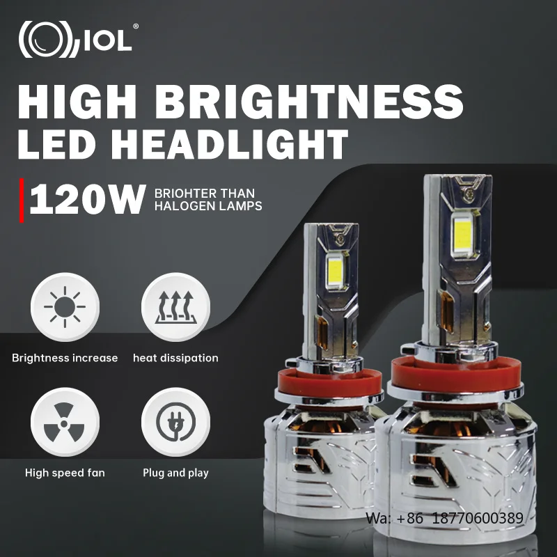 IOL Super Bright 120W High Power LED Headlight Bulb H7 Led Canbus H4 H11 H6 LED Lamps for Cars