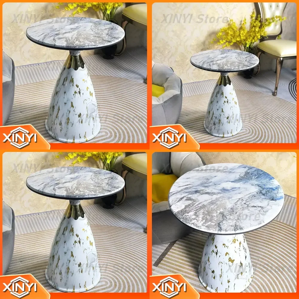 Italian Minimalist Small Coffee Table for Bedroom Living Room Sofa Removable Corner Round Table Edge Microcrystalline Stone