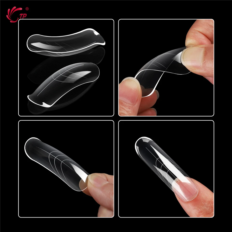 TP, 150 pzas de formas de uñas largas curvas tipo ataúd, moldes claros para extensión de gel acrílico, para principiantes 5