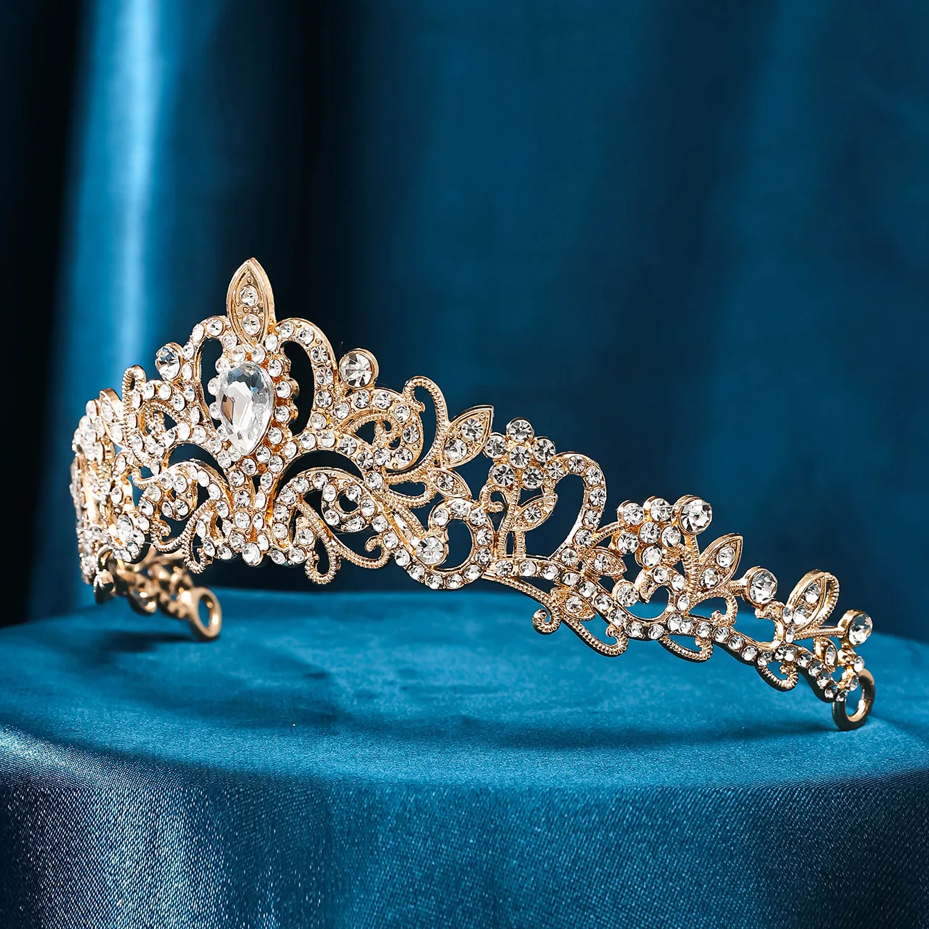 Elegant Girls Baroque Vintage Crystal Rhinestone Tiaras Queen Princess Crowns Kid Diadems Wedding Hair Accessories Women Jewelry