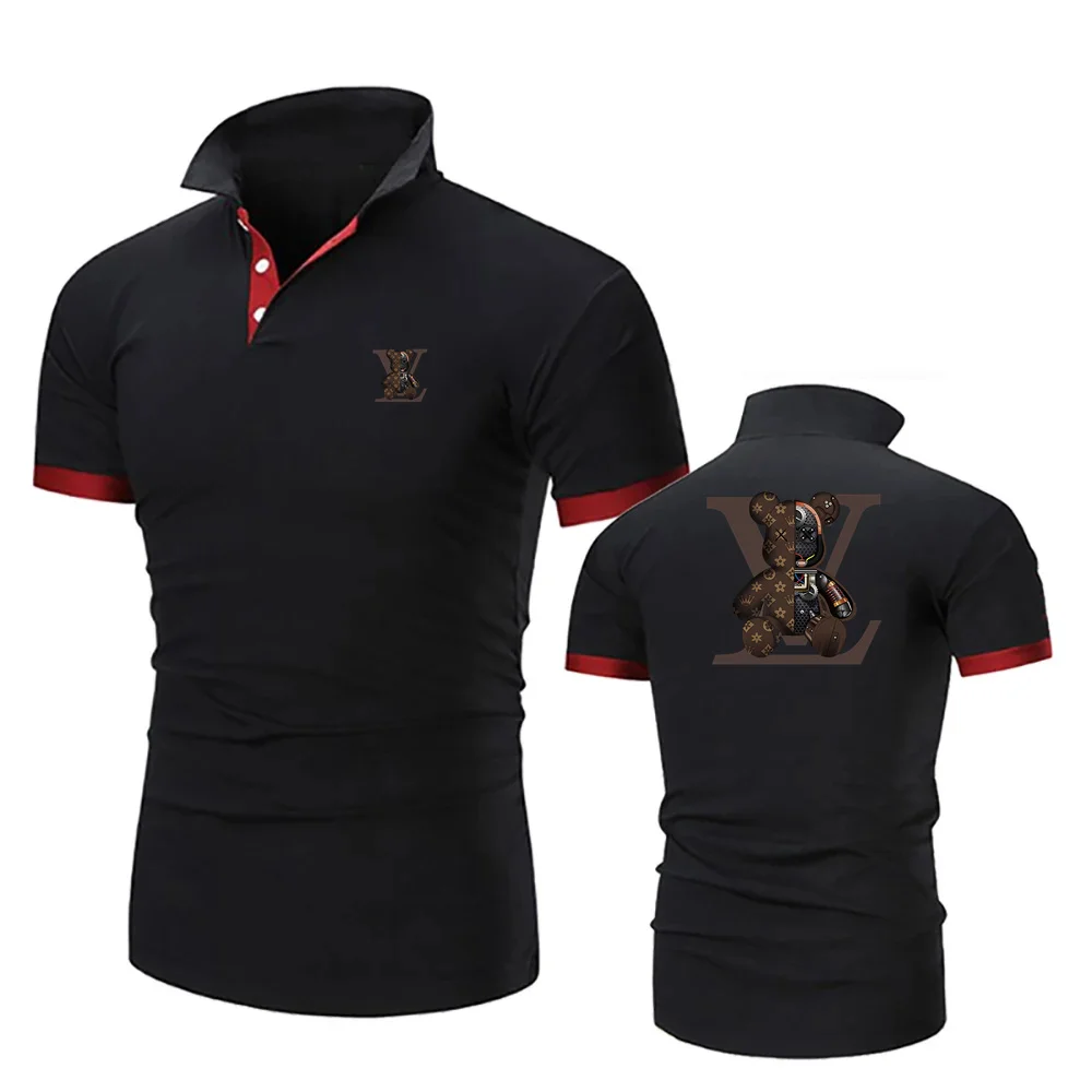 Luxury brand men\'s polo shirt short sleeved contrasting color Polo 2024 new clothing summer street casual fashion men\'s top