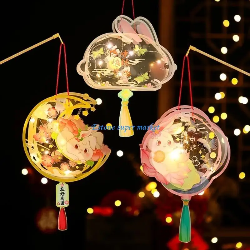 090B Rabbit Theme Lantern Craft Package for Parents-Kids Cultural MidAutumn Crafting