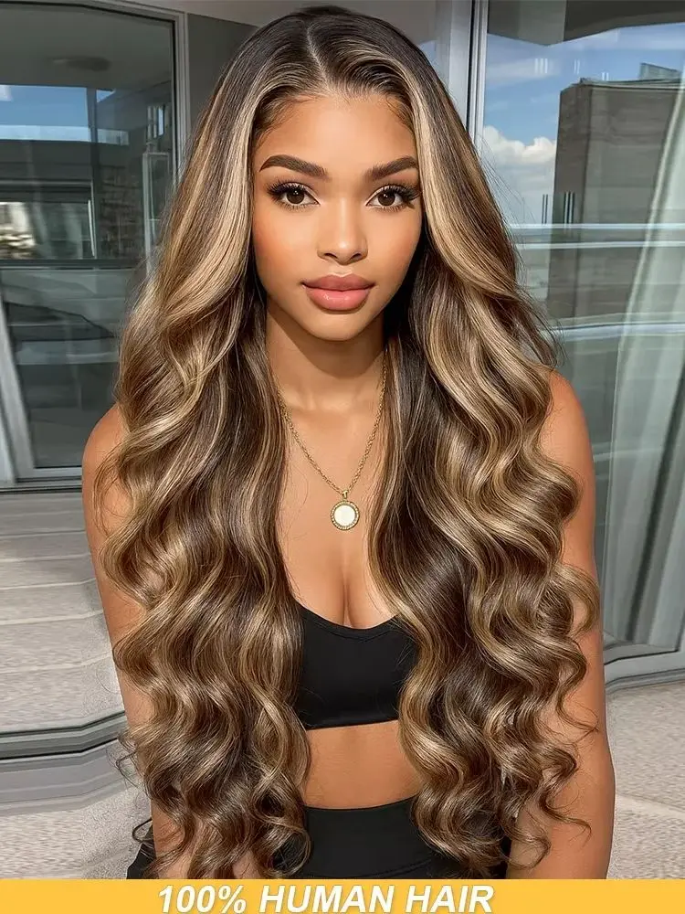 

P4/27 Brazilian Highlight 250% Density 13x4 HD Lace Front Human Hair Wigs Women 30 32 Inch Body Wave Glueless Lace Frontal Wig