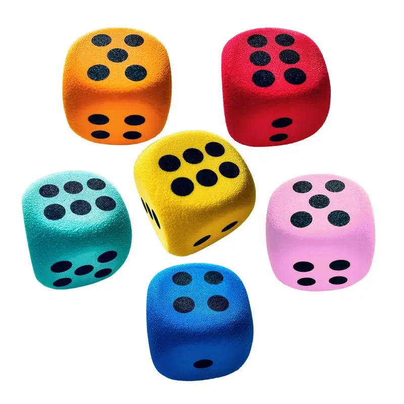 

Мягкие игральные кости 6X Rolling Dice 1,5 дюйма, учебное пособие для классной комнаты для возраста 3, игрушка с закругленными краями для кемпинга, школы, путешествий, настольные игры
