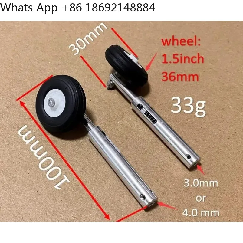 36mm PU Wheels H:100mm Lightweight Aluminum Alloy Anti-Vibration Landing Gears D3/4 for Retractable  RC Airplane Models Parts