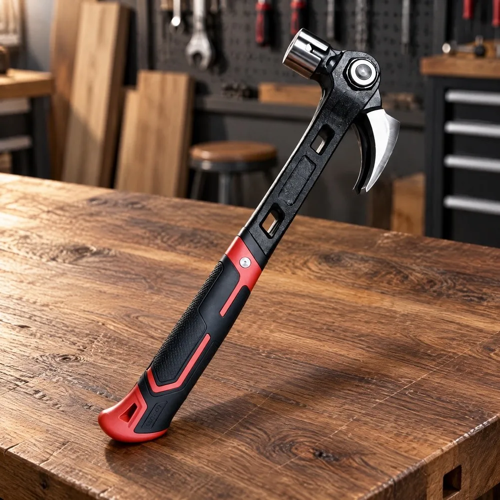 Adjustable Claw Hammer for Carpentry and Renovation with Magnetic Nail Holding Ergonomic Handle and Steel Durability