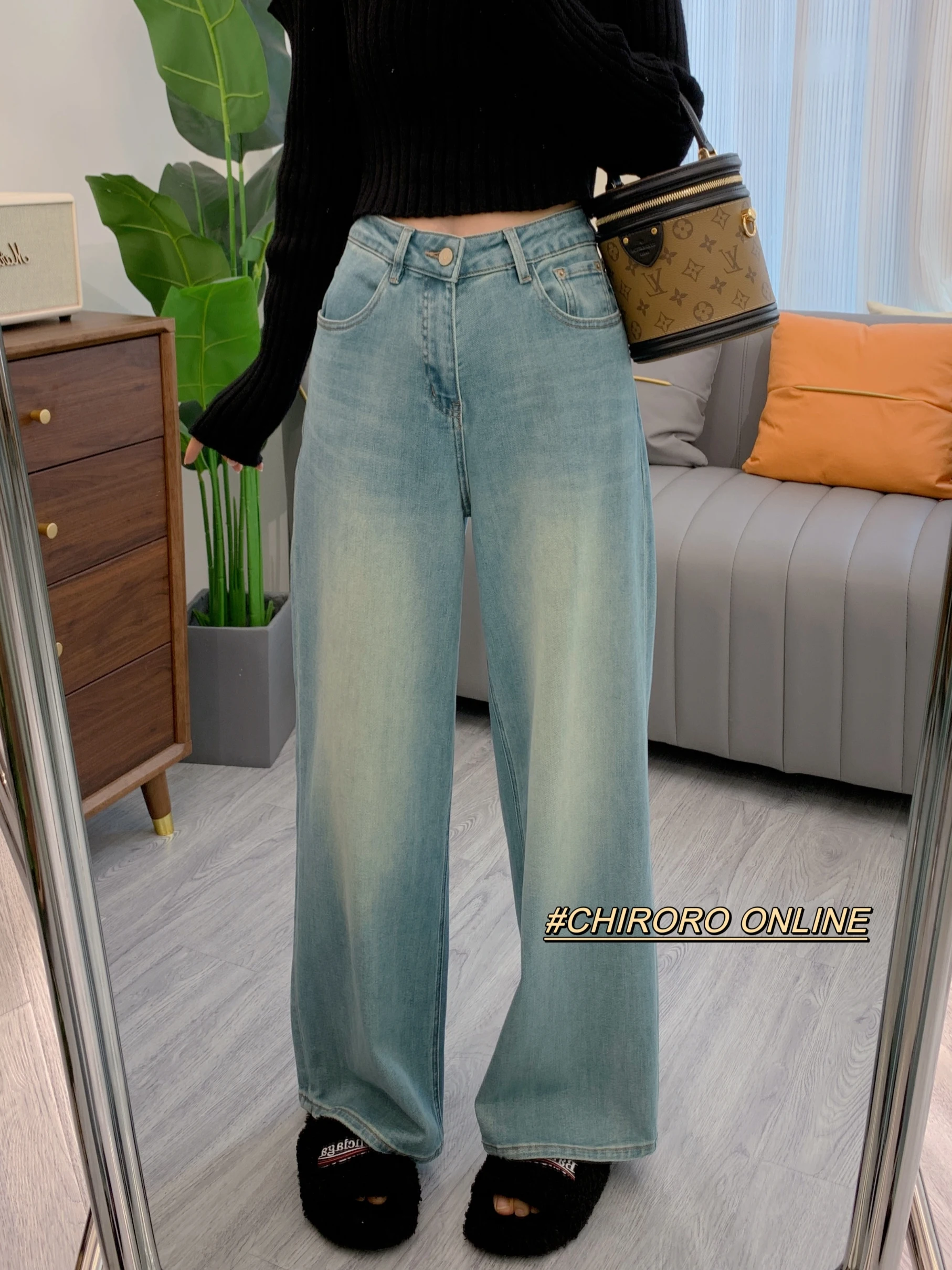 

Xiaofan Women's High Waist Wide Leg Jeans Loose Fit Slimming Spring Autumn New Sle Elastic Floor Length Pants