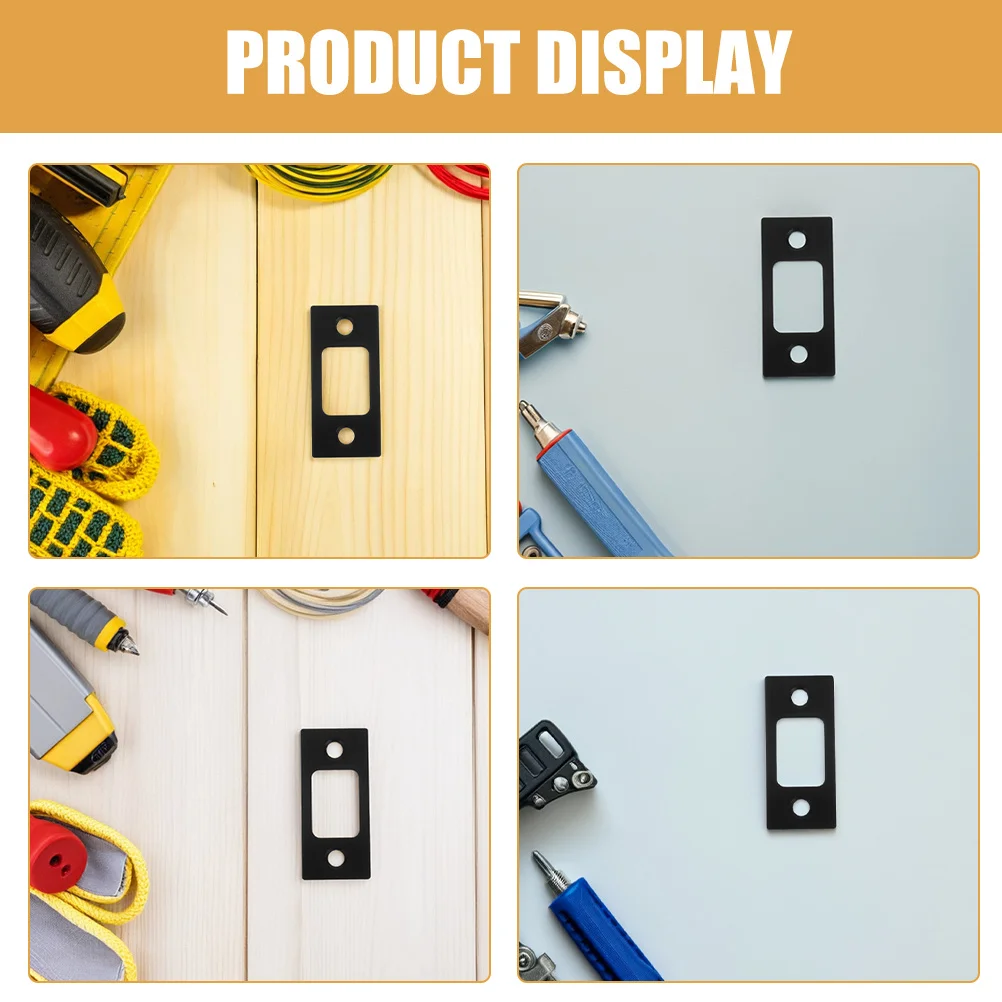 2 Stück runde Türöffnerplatte für Einsteckschlösser, schlankes schwarzes Finish, verbesserte Sicherheitsriegelführung, Hardware, runde Türschlossplatte