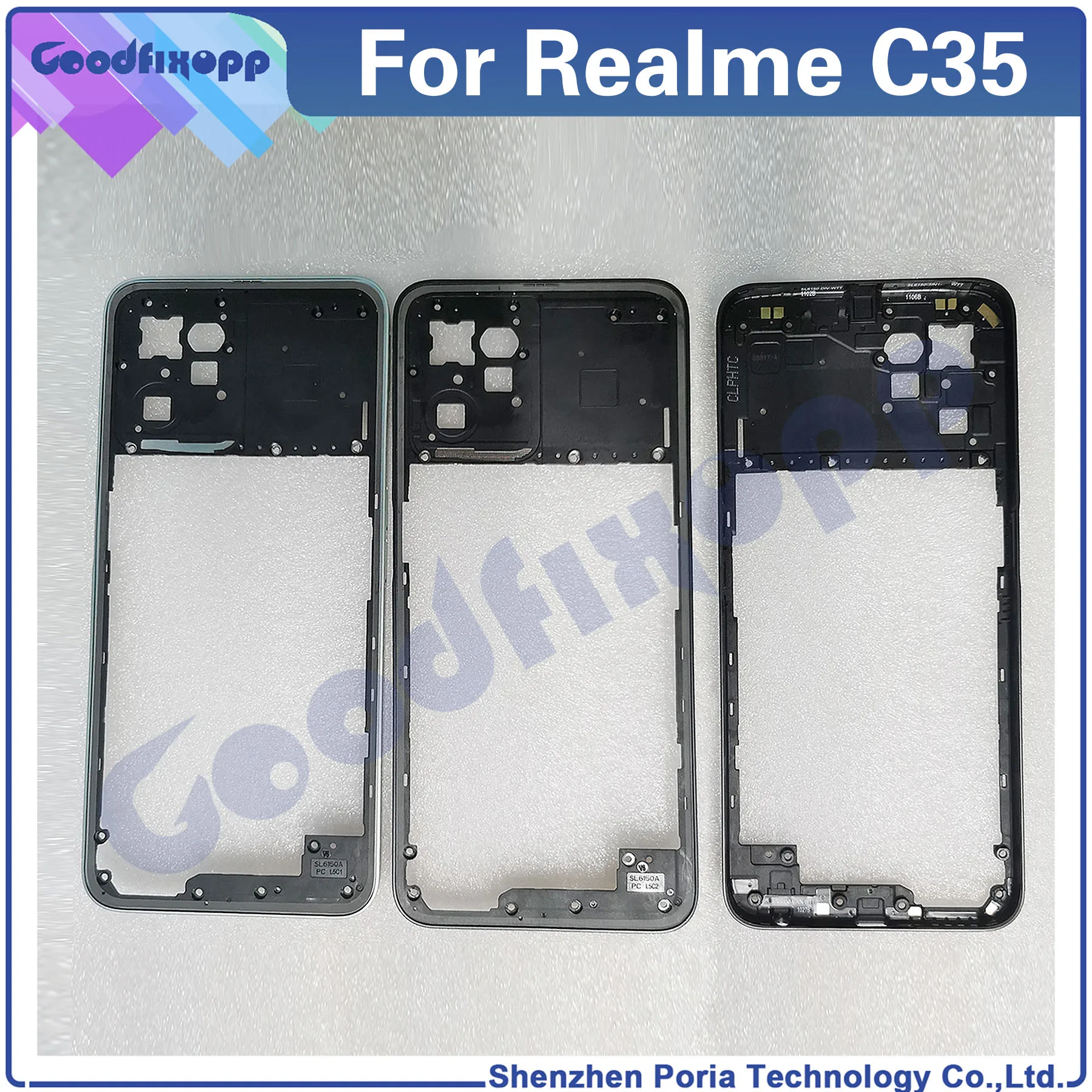 

For Realme C35 Middle Frame Front Bezel Back Housing Case Mid Plate Lid Cover Repair Parts Replacement