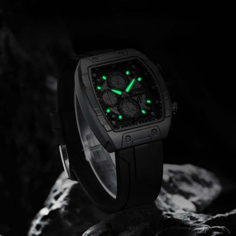 CHENXI941 Silicone Strap Sports Style Multifunctional Watch Waterproof Six Pin Calendar Night Light Quartz Watches for Men Reloj