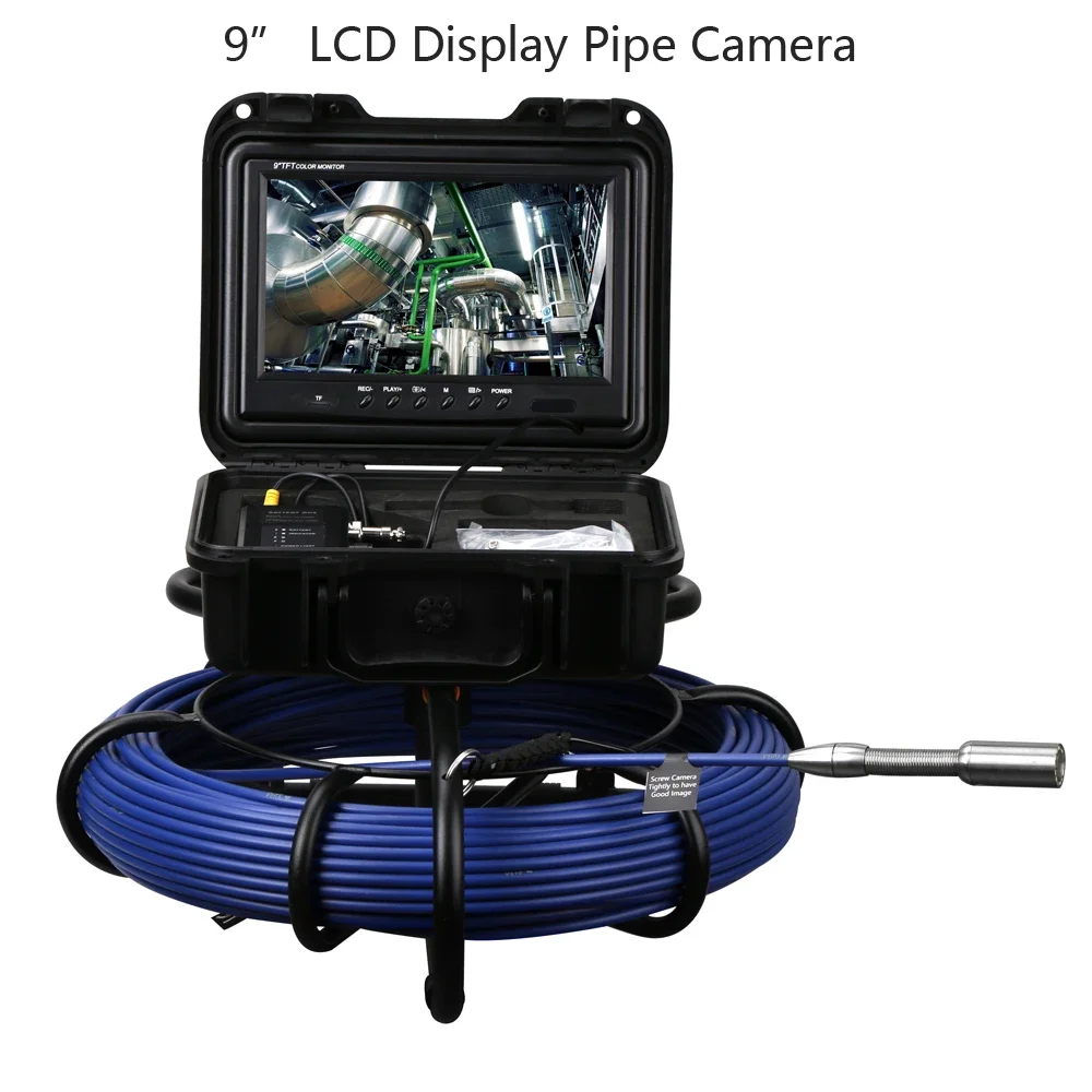 

20/30/40M Cable Endoscope Camera IP68 WaterProof 9" LCD Color Screen Pipeline Inspection Camera Sewer Camera DVR System