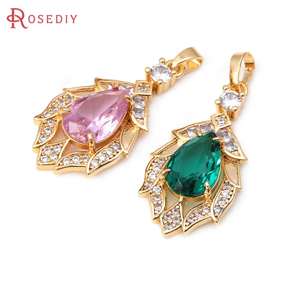 

18K Gold Color Brass Zircon Tree Leaf Leaves Necklaces Charms Pendants High Quality Jewelry Diy Accessories Making Supplies