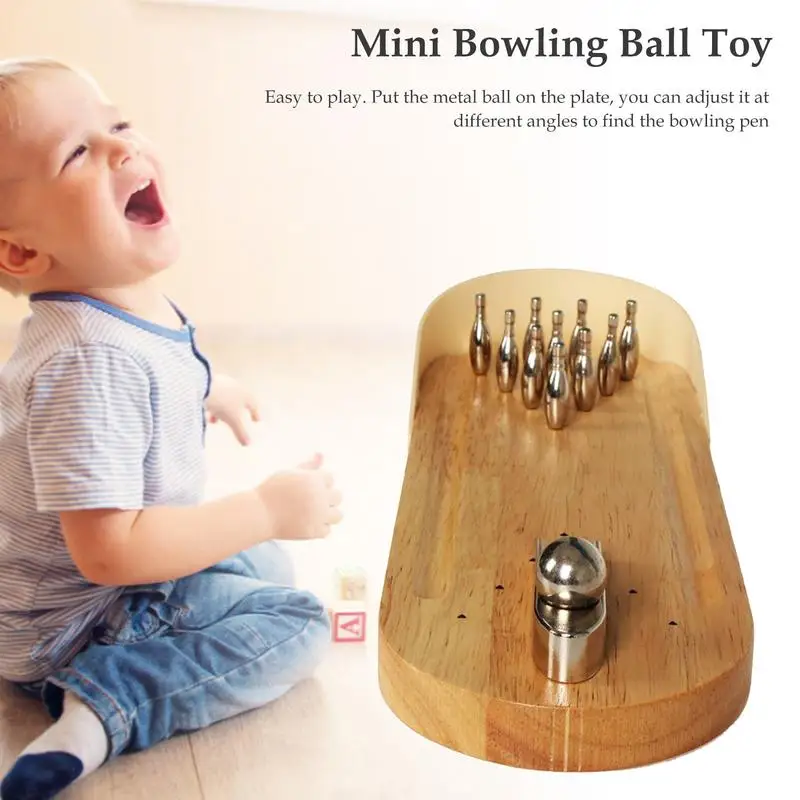 Child Toys Wooden Mini Desktop Bowling Game Toy Set Fun Indoor Parent-Child Interactive Table Game Bowling Developmental Toy bow