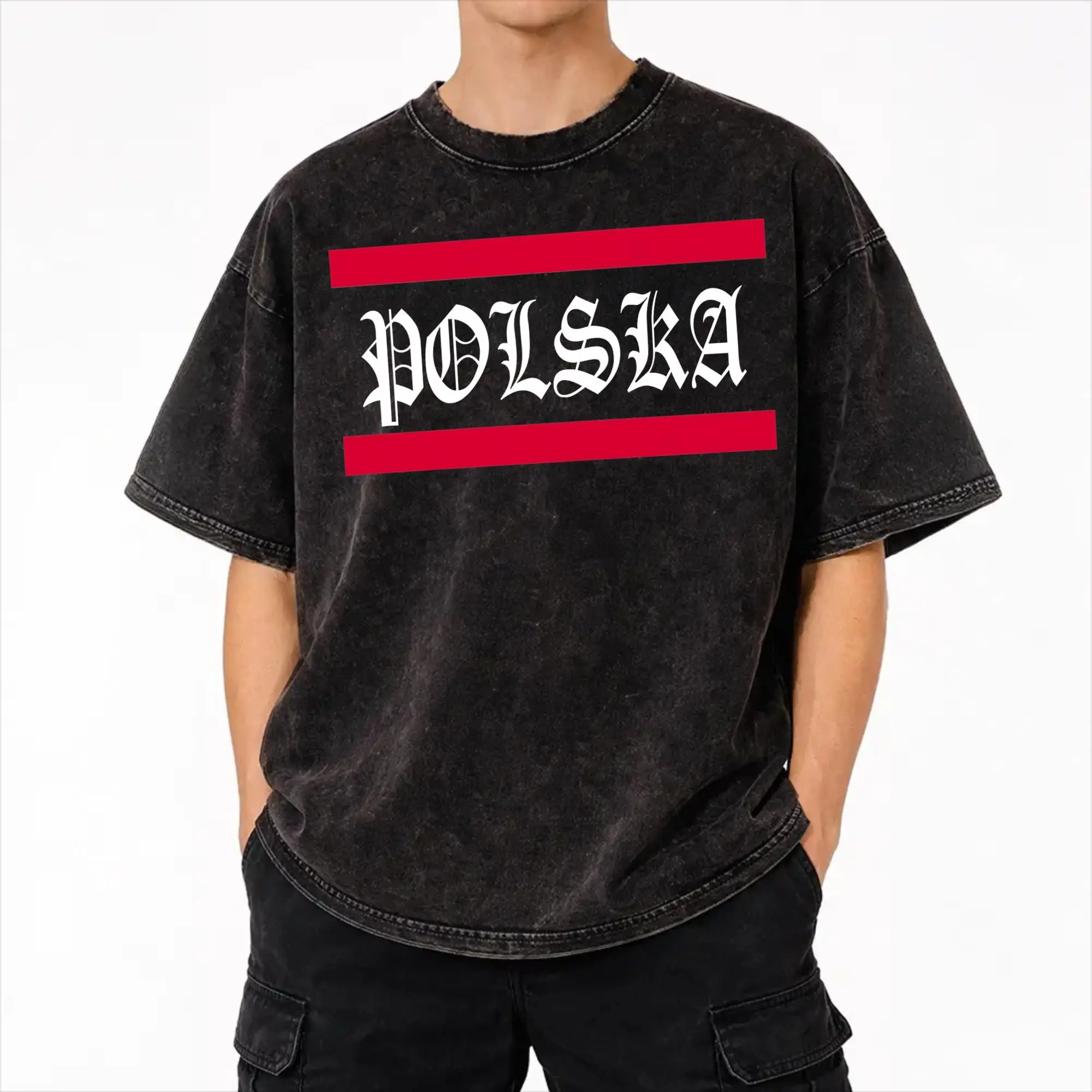 Be Like Poland Polska Polish Flag  Merch Washed T Shirt for Men Women Streetwear Hip Hop T-Shirt Graphic  Tees Short Sleeve