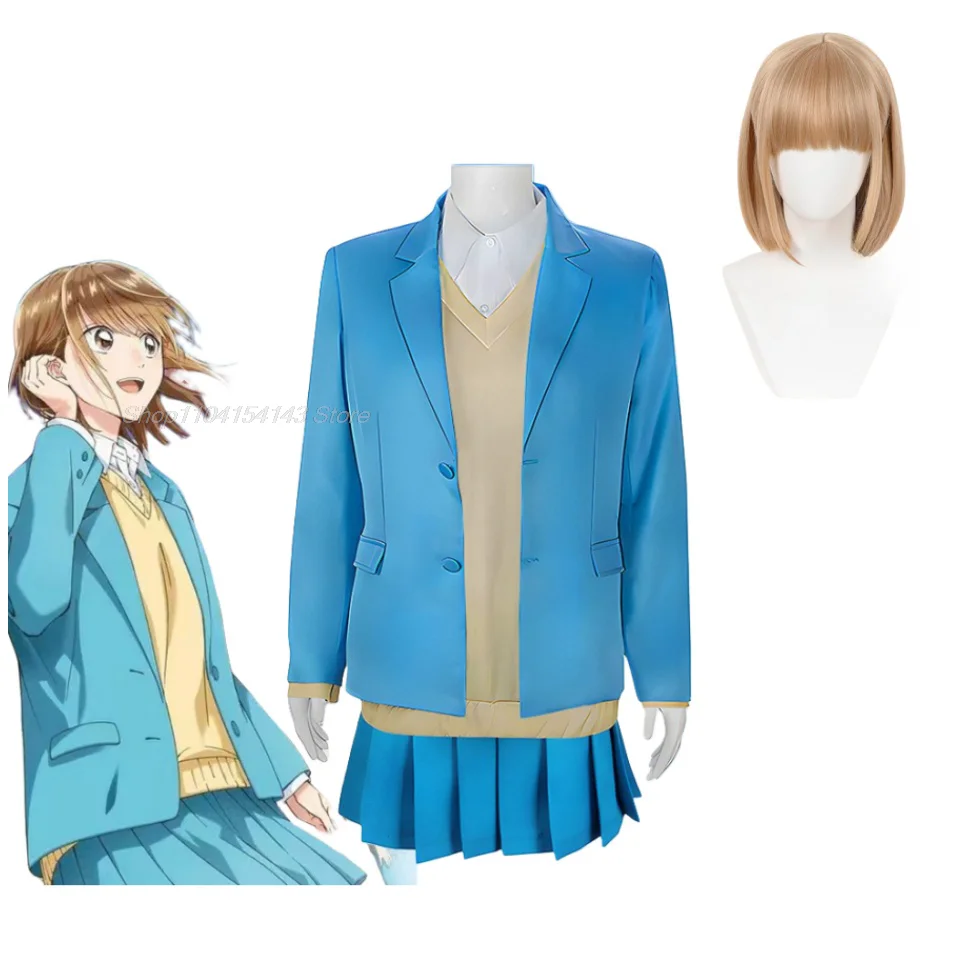 Chinatsu Kano Cosplay Costume Wig Anime Blue Box Jacket Skirt Vest School Uniform Eimei Senior High Halloween Women Customized