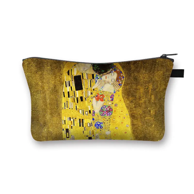 Monet Waterlily Ladies Cosmetic Bag Starry Night / Kiss/Van Gogh / Gustav Klimt Printed Cosmetic Case Lipstick Storage Bag