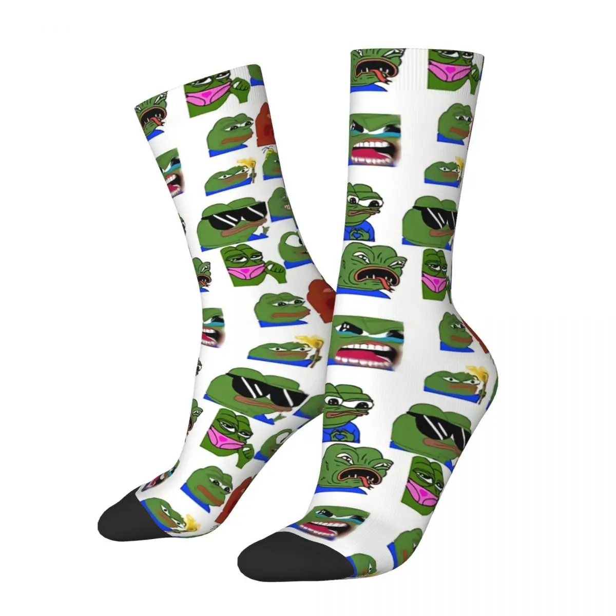 Funny Happy Sock for Men Meme Pack Hip Hop Pepe The Frog Quality Pattern Printed Crew Sock Casual Gift