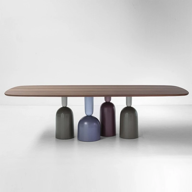 

Nordic minimalist light luxury modern designer walnut color restaurant dining table meeting office