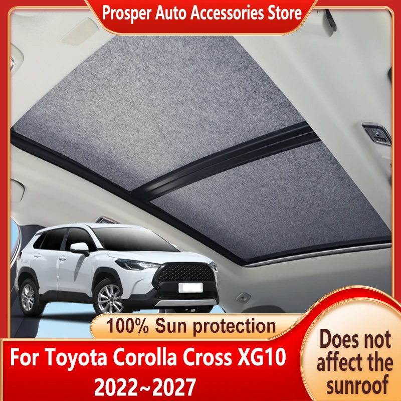 Car Panoramic Sunroof Insulation Roof Visor For Toyota Corolla Cross 2022~2027 26 Protection Adsorption Curtain Sunshade Anti-UV
