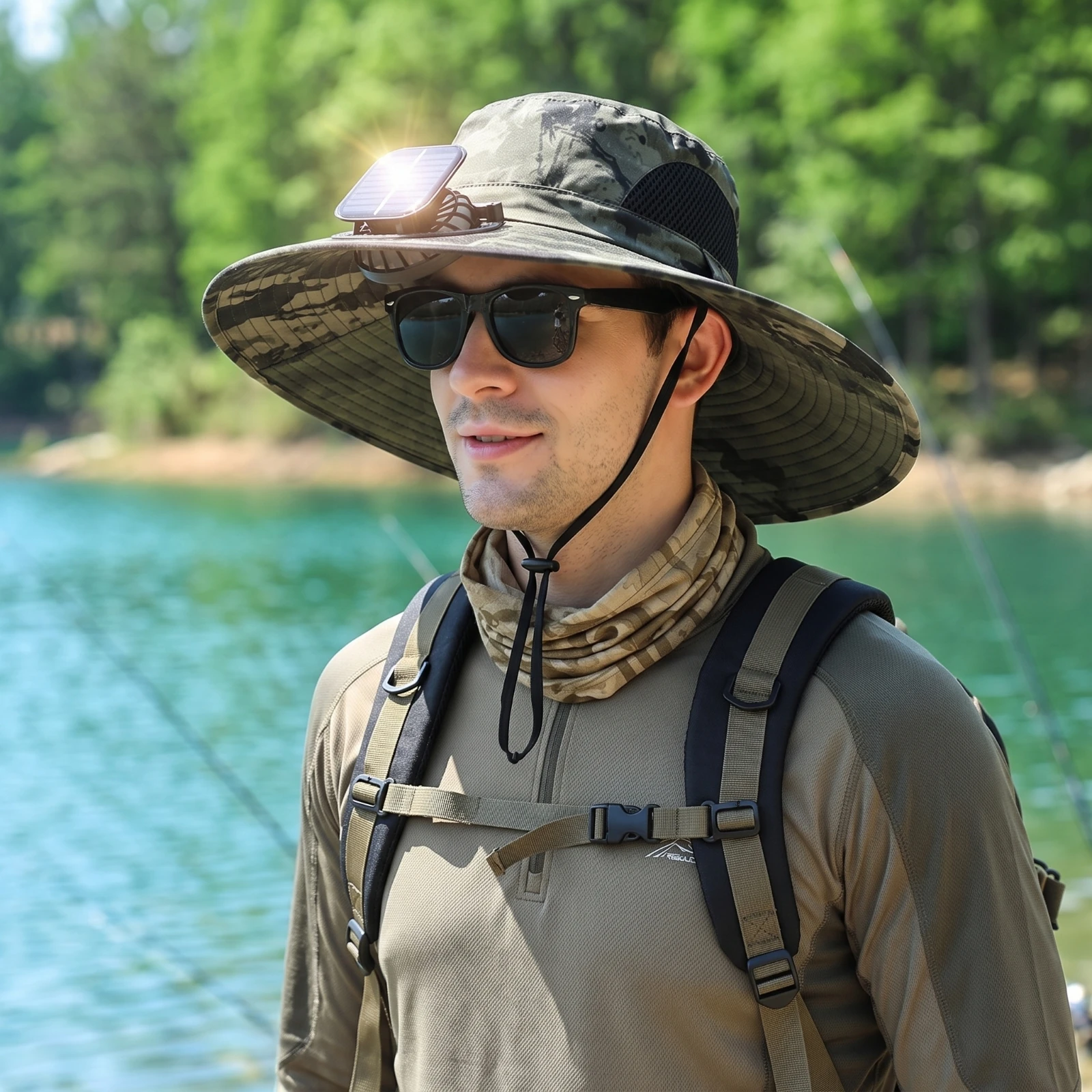 Solar Fan Hat Breathable Hat with Solar Fan Ventilated Hands-Hands-off for Anglers, Hiking, Gardening