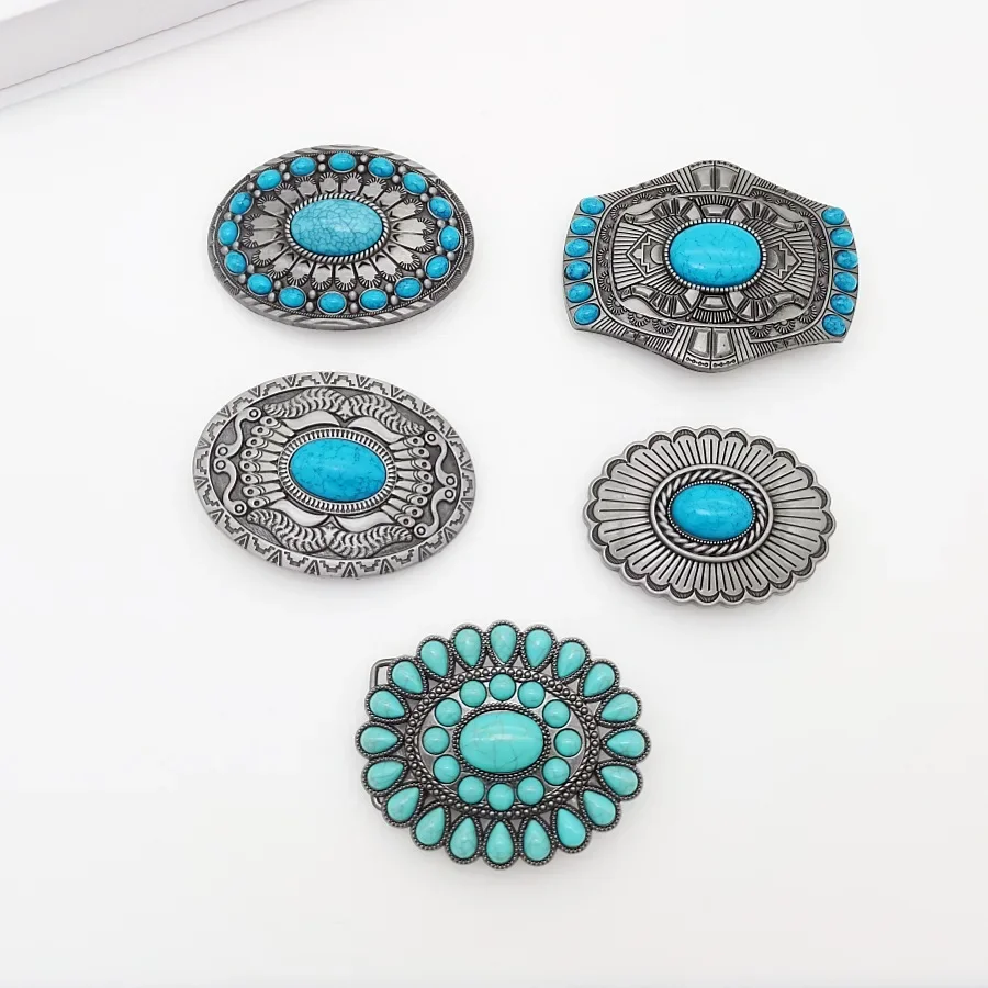 

Bohemian Niche Belt Buckle Oval Belt Buckle Automatic Buckle European and American Retro Style