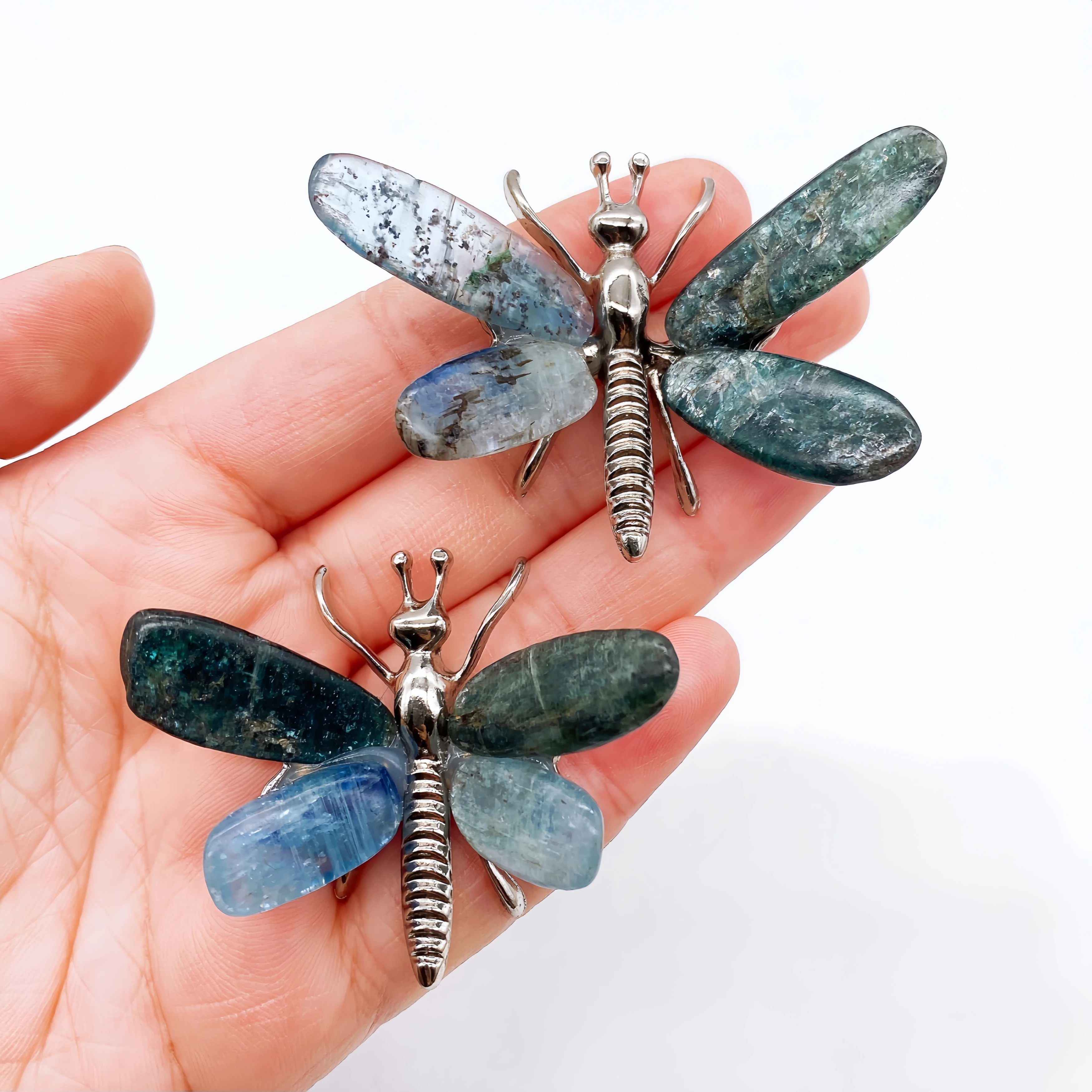 Natural Blue Kyanite Butterfly Dragonfly Crystal Stone spar crafts Reiki Healing Mineral Home Decoration Chakra Gift