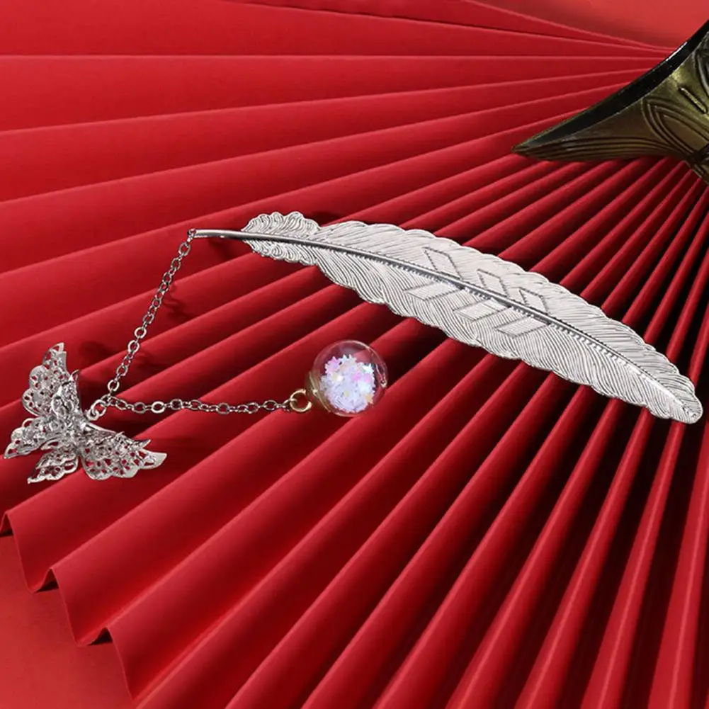 ที่คั่นหนังสือพรีเมียมพร้อมจี้พู่ผีเสื้อที่คั่นหนังสือขนนกจีนมีสไตล์มีพู่ห้อยรูปผีเสื้อทนทาน