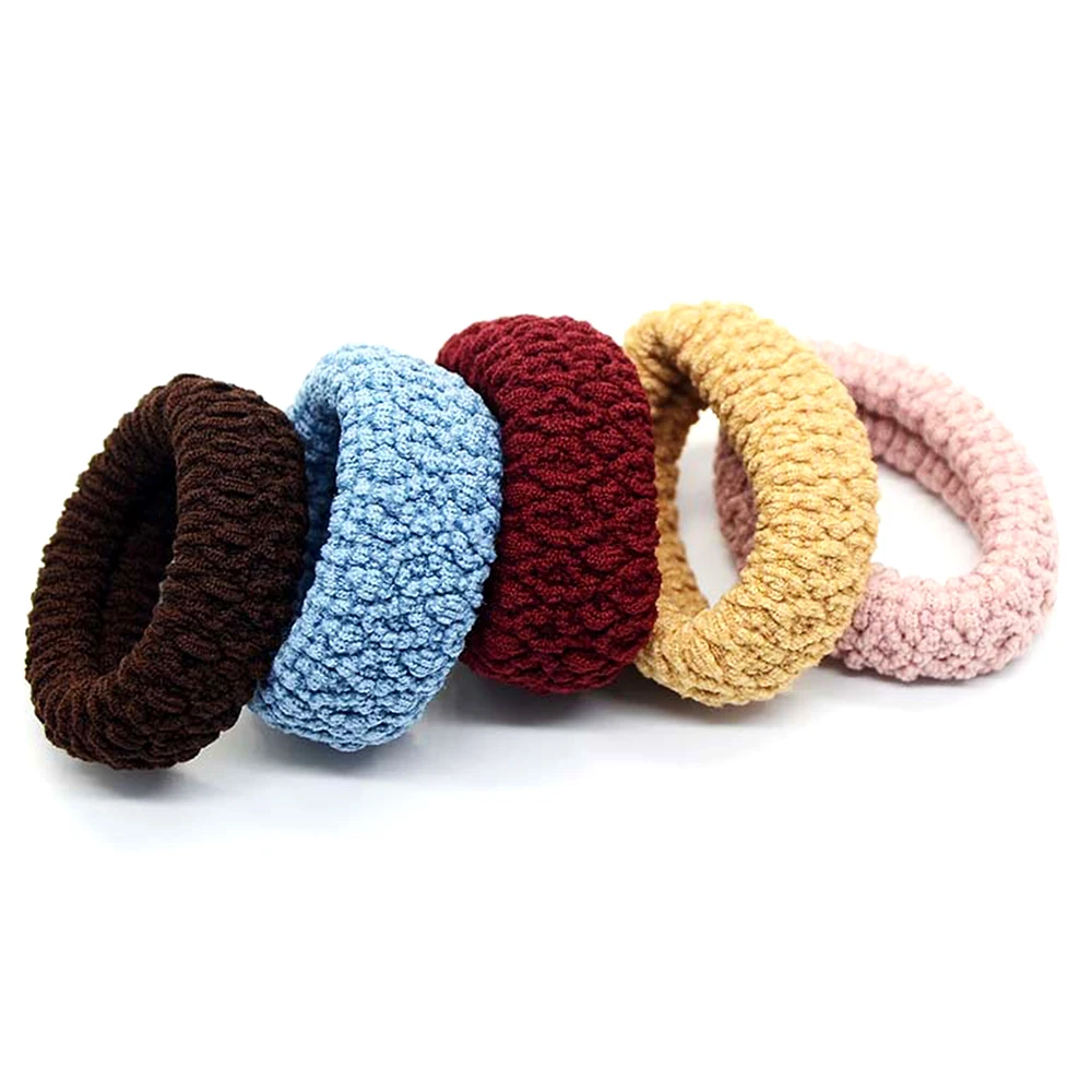 5pcs/set Cotton Thick Elastic Hair Ties for Women Seamless Hair Rope Ponytail Holders Sports Headband Hair Accessories for Girls