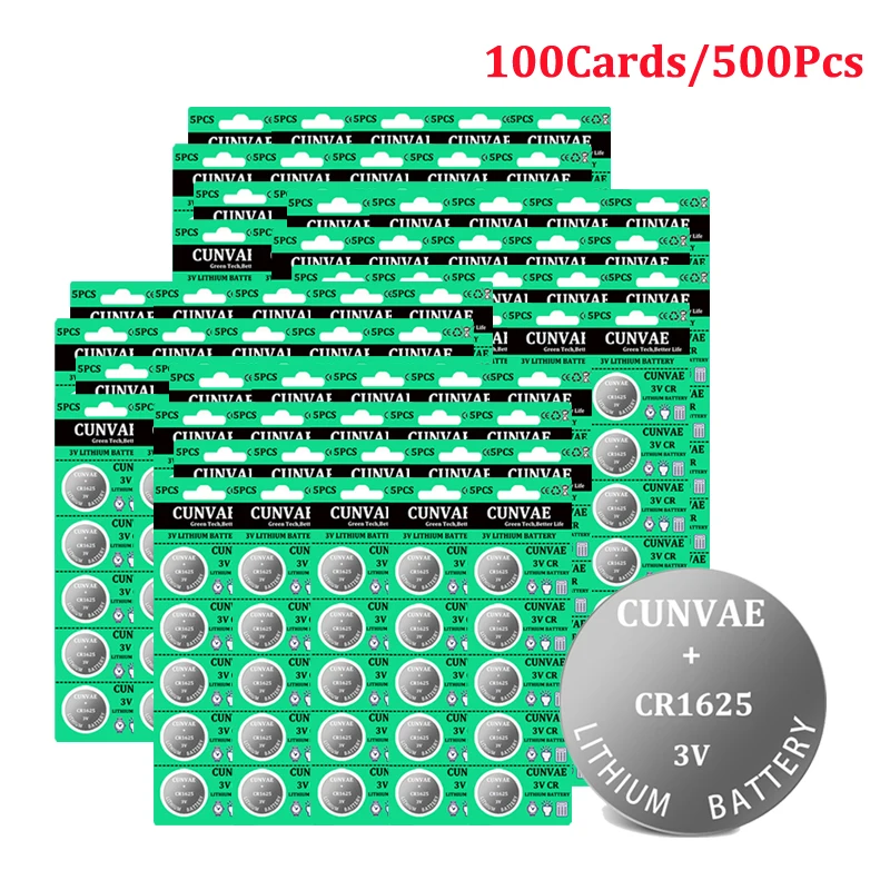 500pcs Original BR1625 CR 1625 Button Cell Battery 3V Lithium Batteries CR1625 for Watch Toys Computer Calculator Control