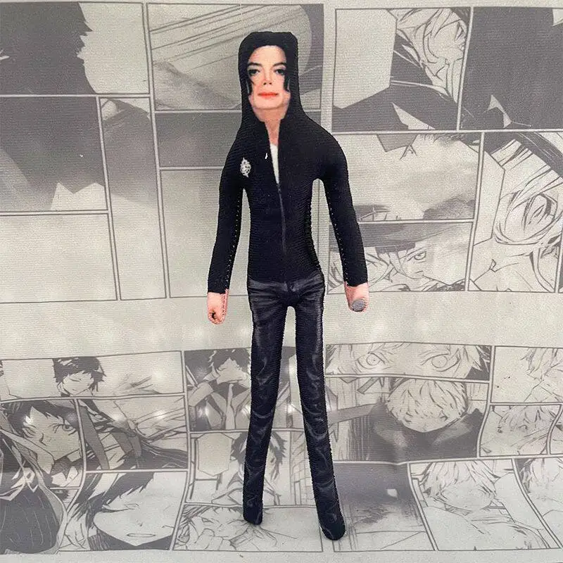 6 Stück Michael Jackson Cosplay Requisiten Plüschpuppen Stofffiguren Raumdekoration Abstrakte Gelenkbewegliche Desktop-Ornamente Geschenk
