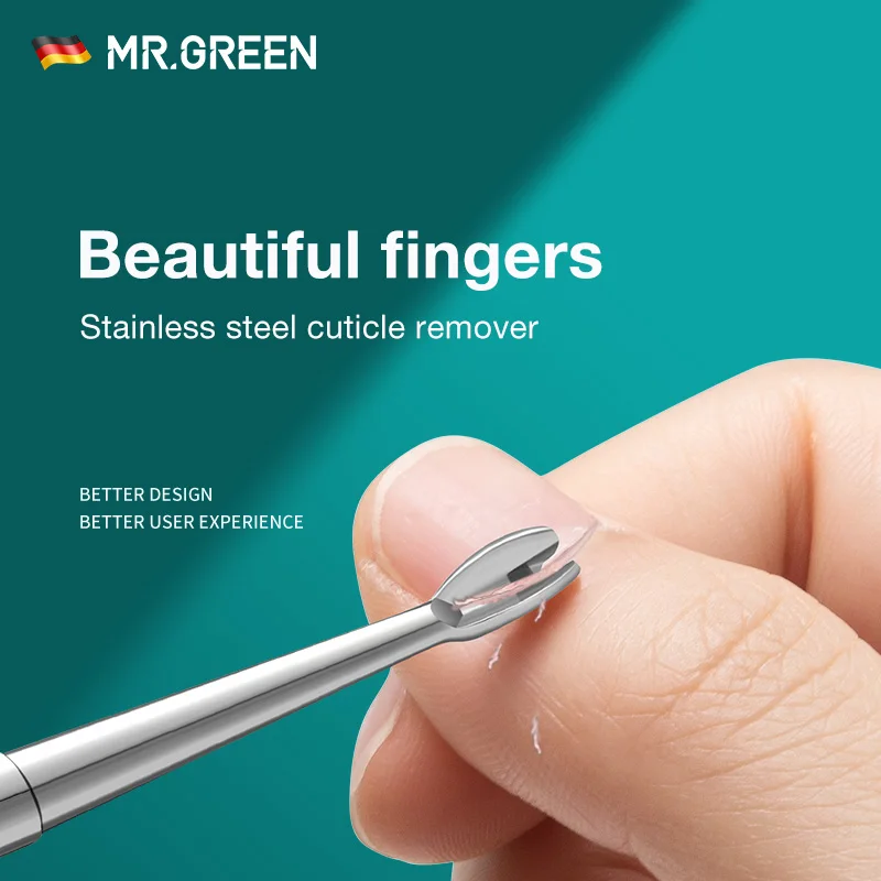 MR.GREEN Środek do usuwania skórek Popychacz martwego naskórka Chirurgiczna stal nierdzewna Narzędzia do manicure Skrobak do czyszczenia paznokci Trymer