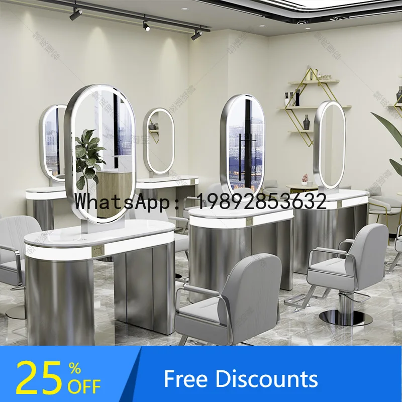 CZ Internet Celebrity Perm and Dye Table Trendy Hairdressing Mirror Stand Hair Salon Integrated Cabinet Double-Sided Mirror
