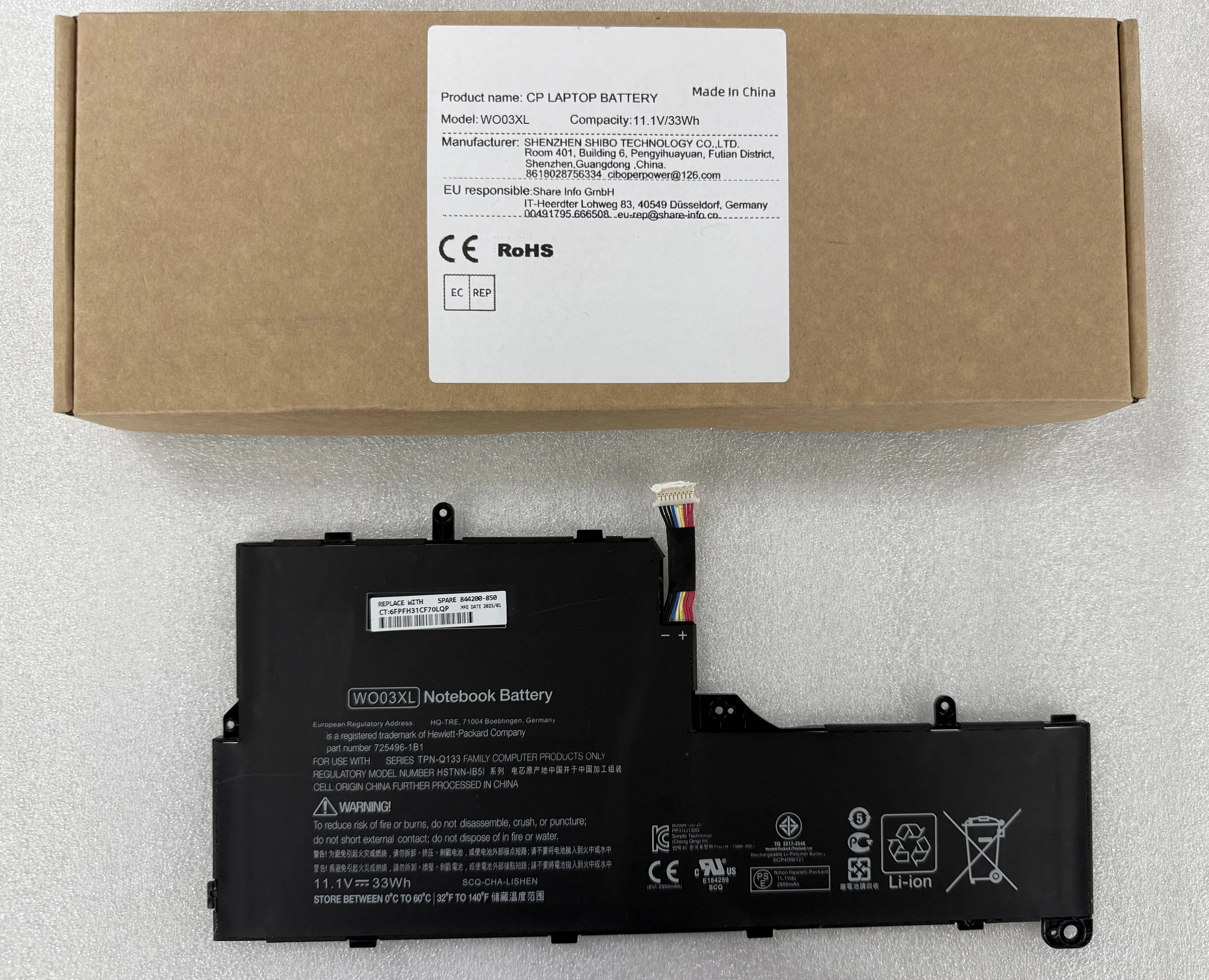 Laptop Battery WO03XL 11.1V33Wh For Pavilion X2 13-P100ES P110NR P117CL P120CA Split X2 13-M010DX M110SA M200EO M004TU Series