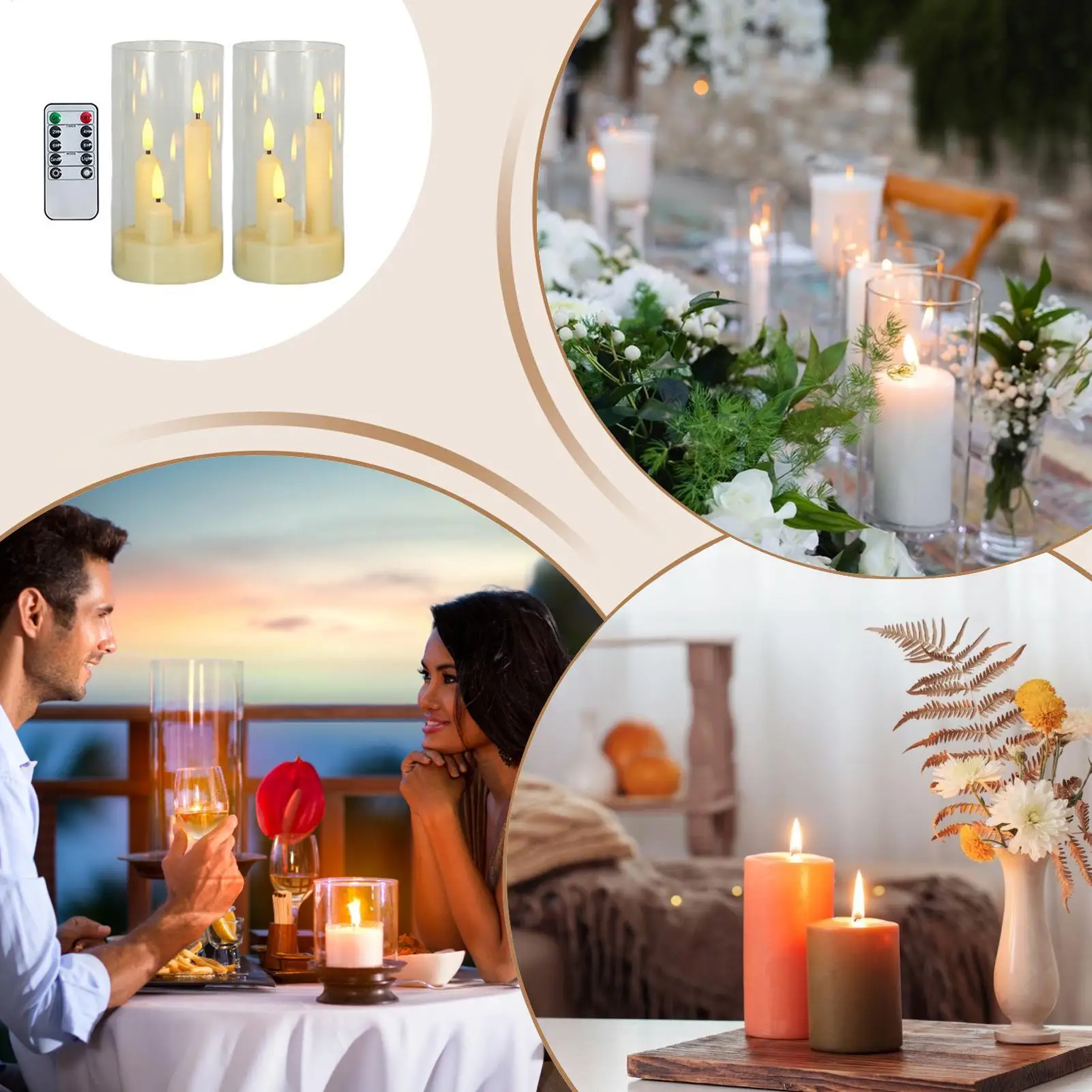 LED Candles With Remote Lampshade LED Flickering Candles Decorative Lights For Desk Mantel Bedroom Office Indoor Restaurant Bar