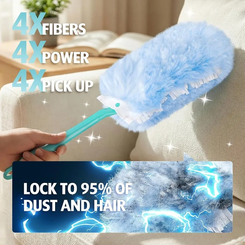 Duster Refill for Swiffer Duster, Heavy Duty 360° Duster Refills, 4X Microfibers, Disposable Multi Surface Dusters for Cleaning.