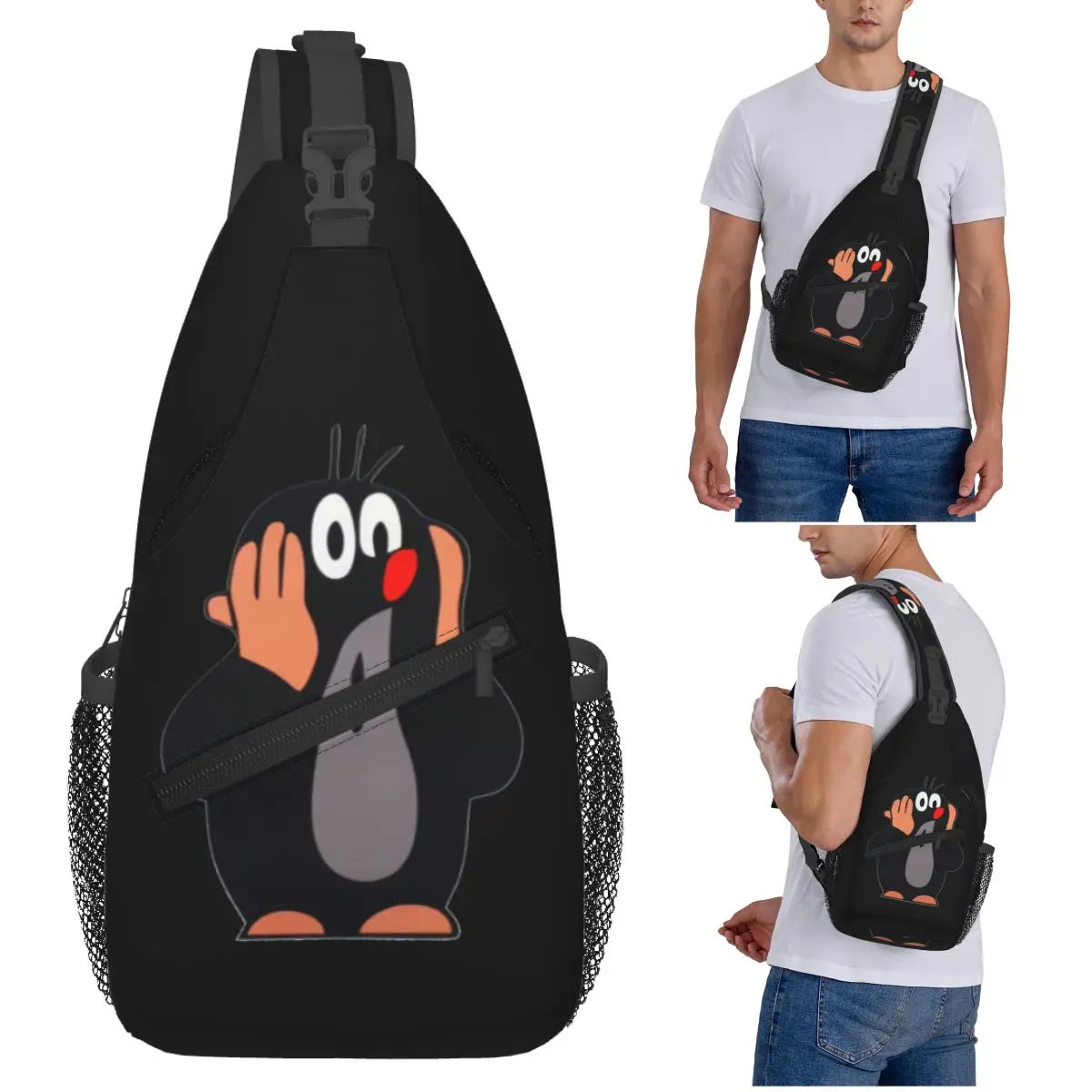 

Милая нагрудная сумка Happy Mole Krtek, мужской рюкзак через плечо на слинге, нагрудная сумка, дорожный походный рюкзак, сумка на плечо