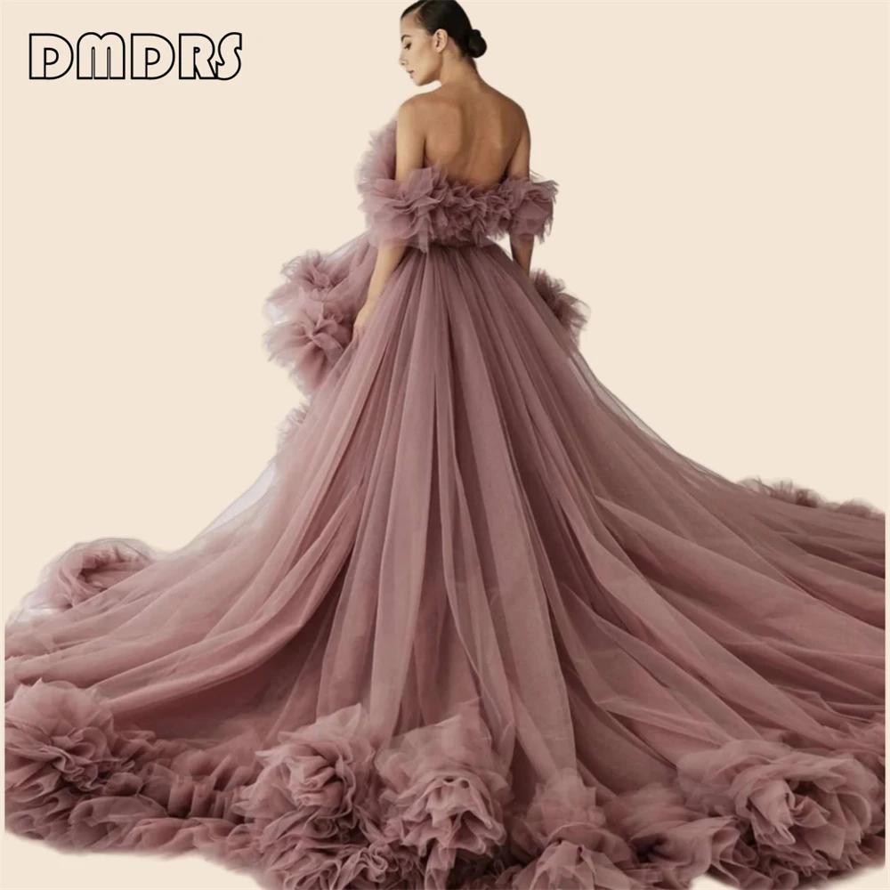 Off Shoulder Tiered Ruffles Tulle Maternity Gowns Pregnancy Women Robes Phaute Couture Pluffy Maternity Dress for Photoshoot