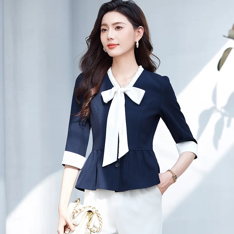 Hotel Reception Suit Jacket for Women Spring Summer High-end Professional Suit Set Beautician Jewelry Store Workwear