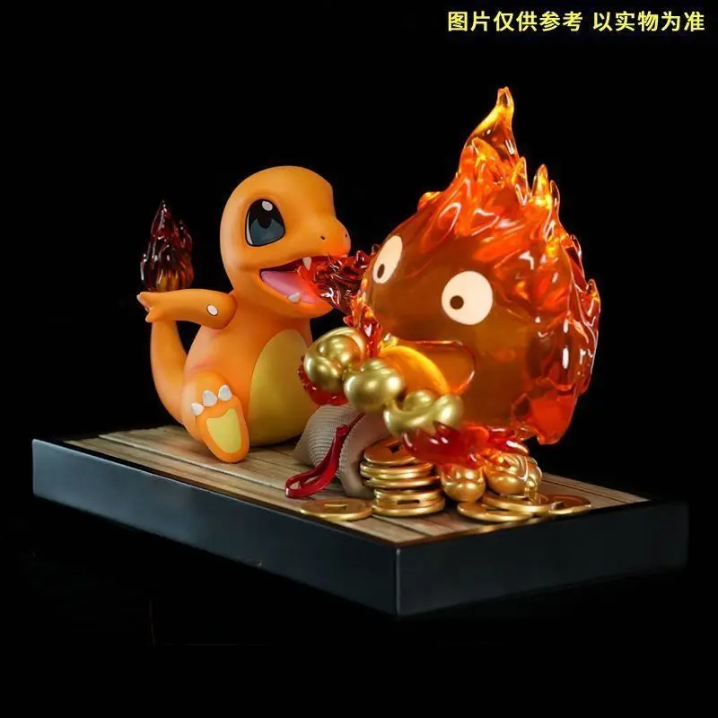 Calcifer Feuerdrache Anime-Figur Trendiges Spielzeugauto-Ornament Desktop-Dekoration GK Sammlerstück Modellfigur Geschenke