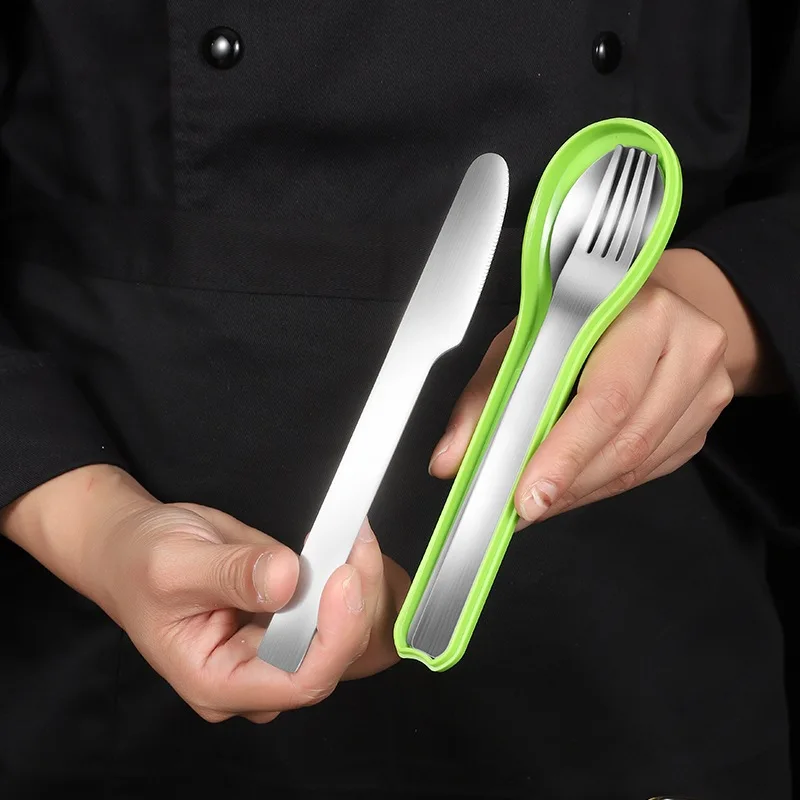 Tableware Dinner Knife Fork Spoon Travel Utensils Set Stainless Steel Cutlery Set Flatware Set with Case Reusable Portable Box
