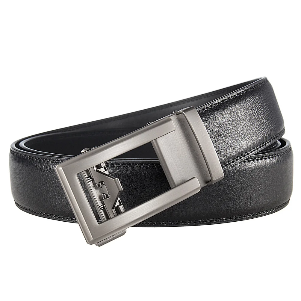 3,5 cm breiter Luxus-Designer-Ledergürtel für Herren mit automatischer Ratschenschnalle, Übergröße, blau, schwarz, braun, formelles Accessoire – Detail 2