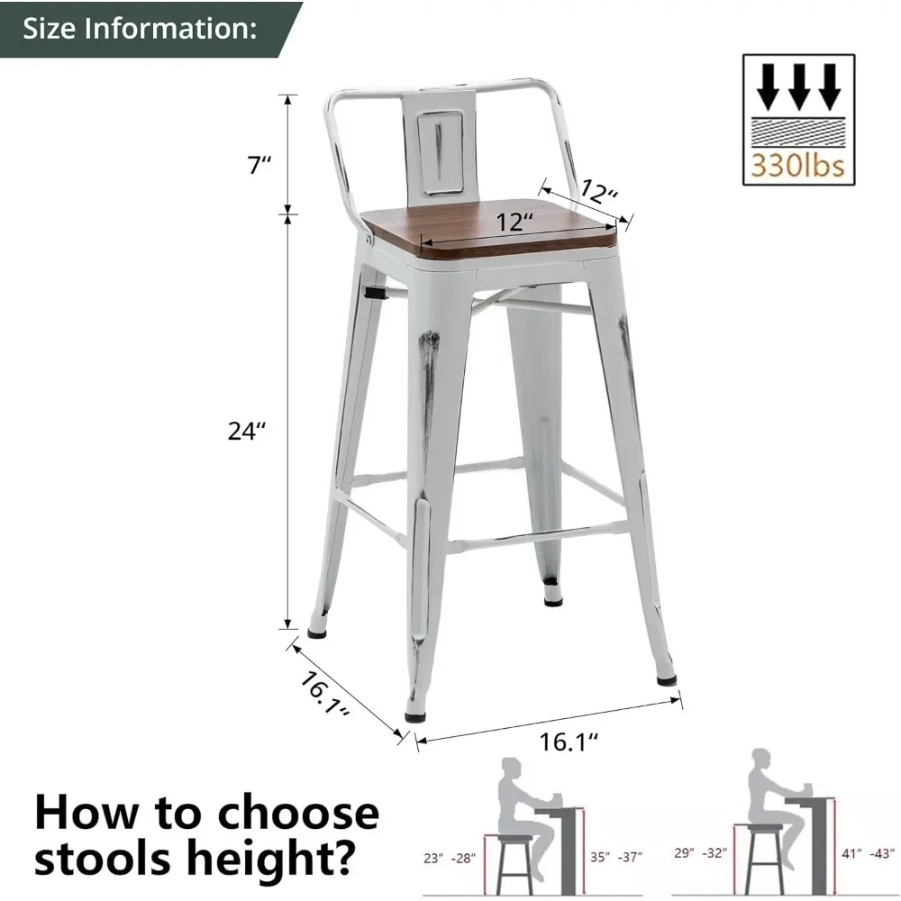 Bar Stools Set of 4,  X-brace Additional Support and Stability, Max Loading Capacity Up To 330 Pounds, Bar Chairs