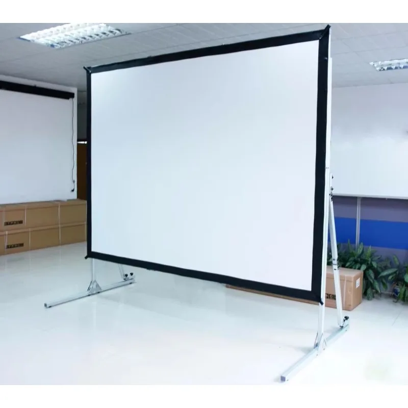 200-Inch 16 by 9 portable, fast-folding projector with screen flight case with front and rear projection fabric and overhang kit