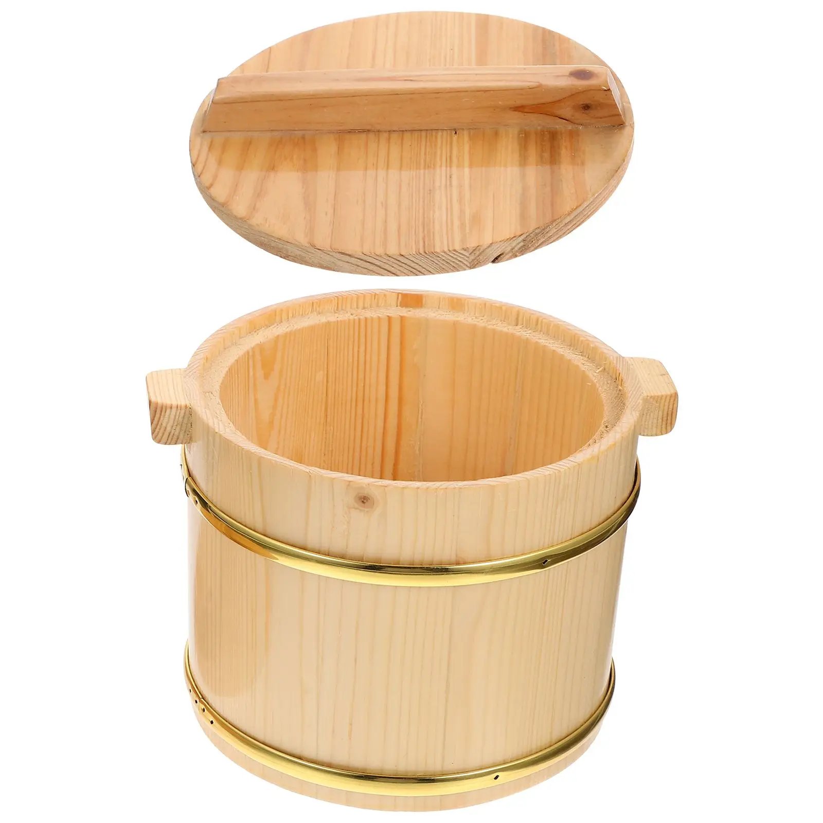 

Wooden Rice 18x14cm Sushi Bucket Lid for Kitchen Sushi Rice Bowl Storage Restaurant Food Barrel Wooden Box ganizers